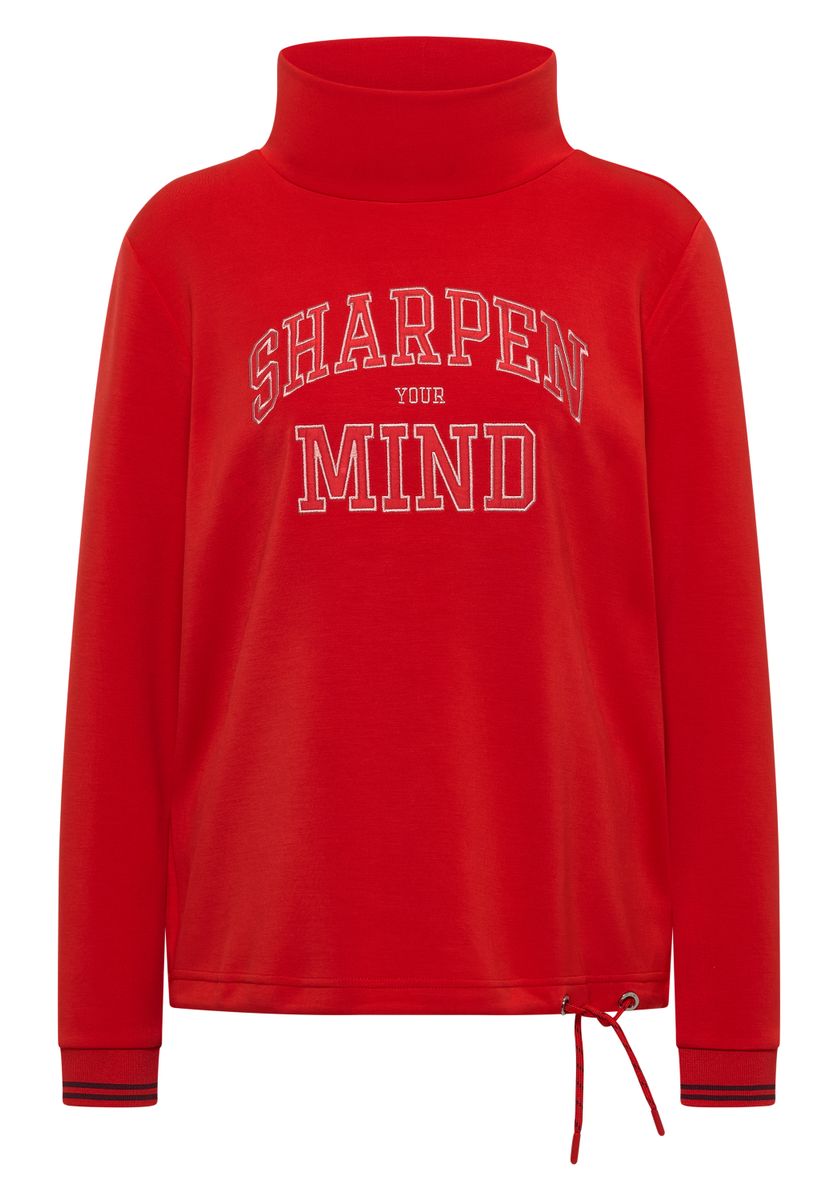 Langarm Shirt mit Stehkragen und Wording