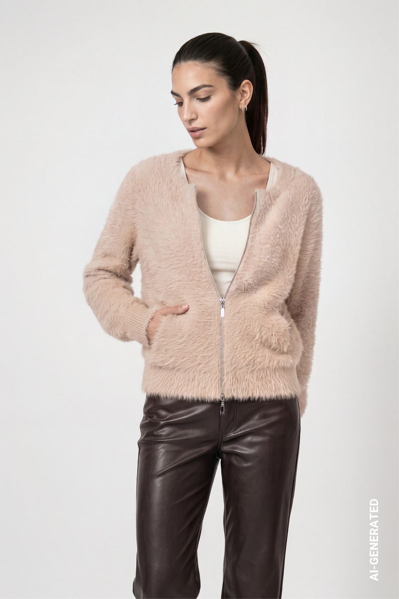 Strickjacke mit flauschiger Haptik