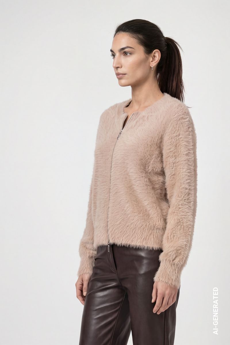Strickjacke mit flauschiger Haptik