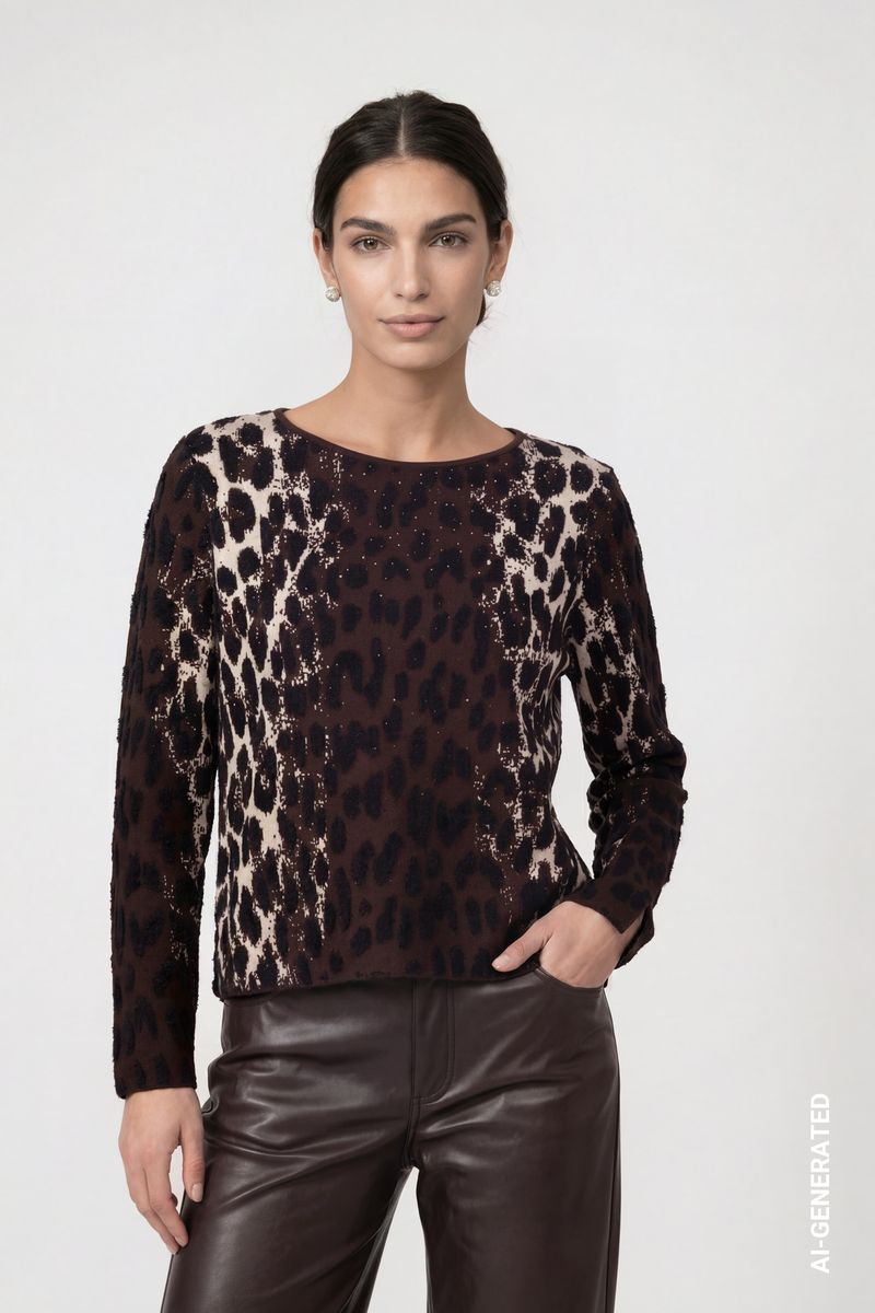 Strickpullover mit Leo-Jacquard-Muster