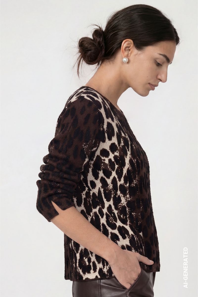 Strickpullover mit Leo-Jacquard-Muster