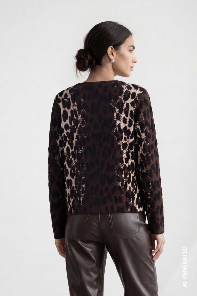 Strickpullover mit Leo-Jacquard-Muster