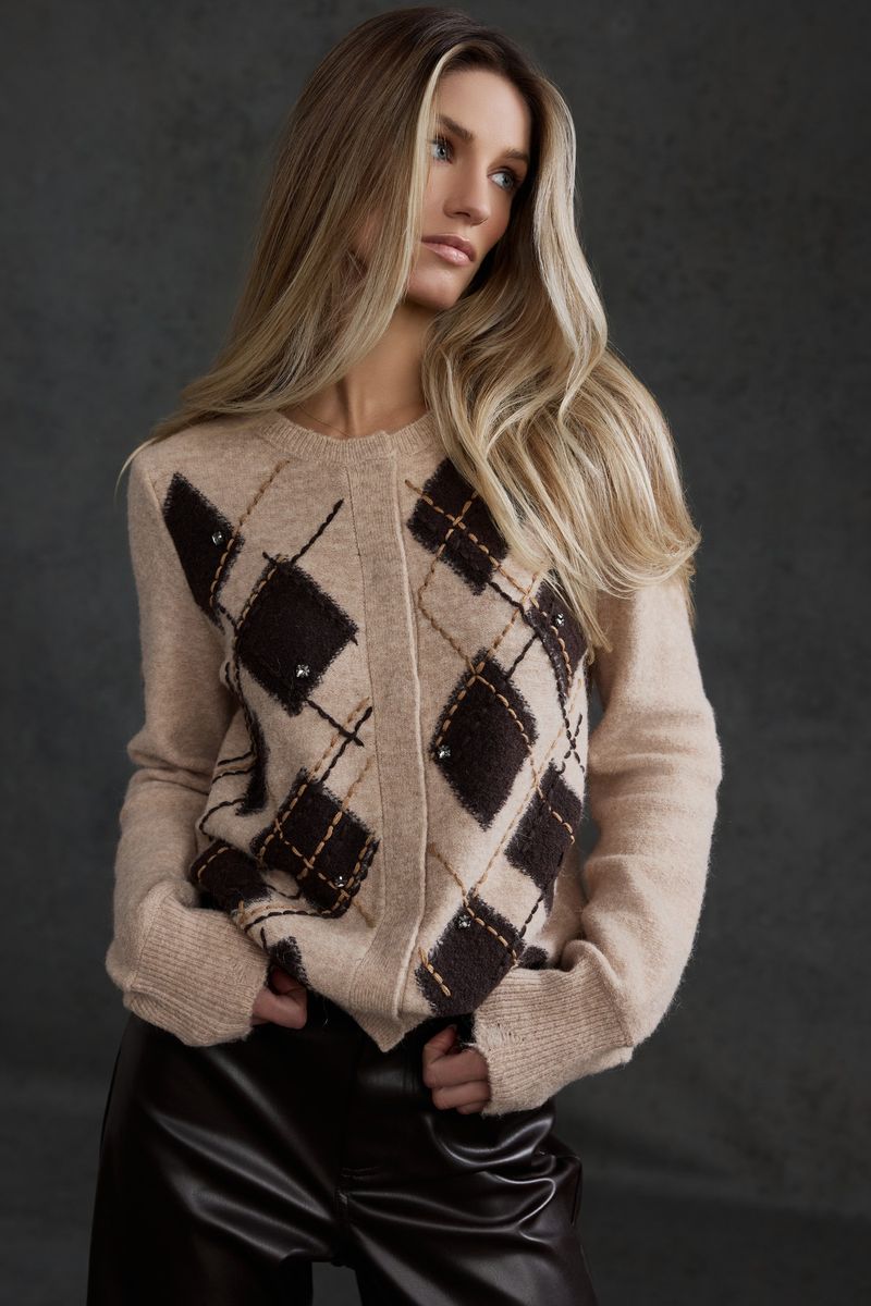 Strickjacke mit Rautenmuster
