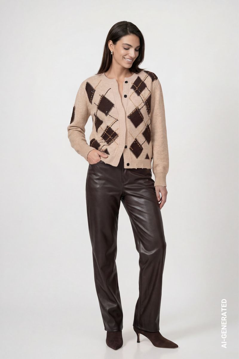 Strickjacke mit Rautenmuster