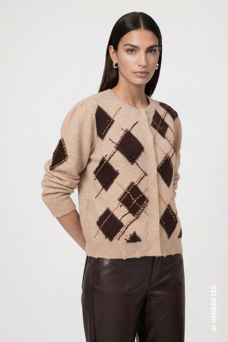 Strickjacke mit Rautenmuster