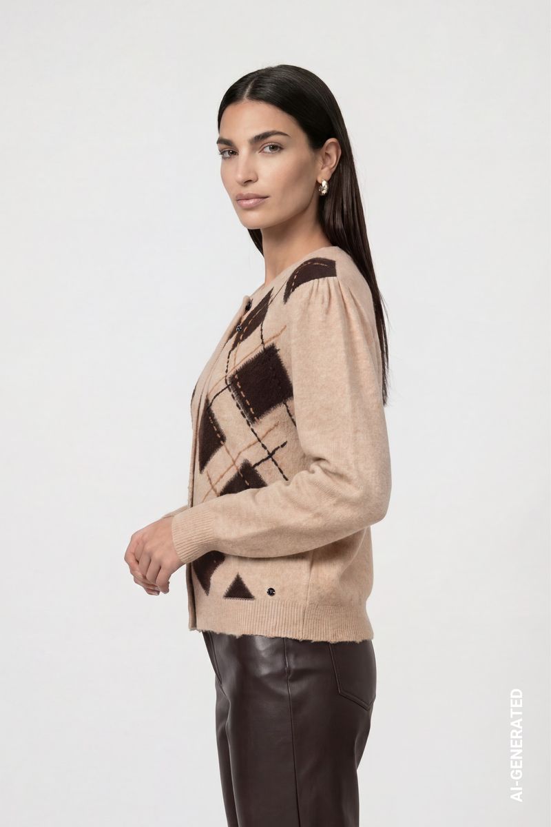 Strickjacke mit Rautenmuster
