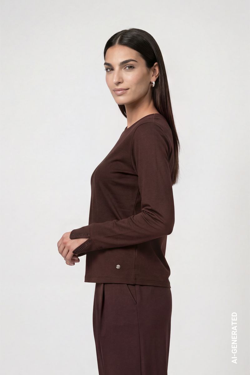 Langarmshirt mit Strassdetails
