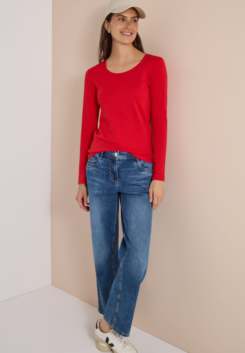 Basic Langarm Shirt mit Rundhals