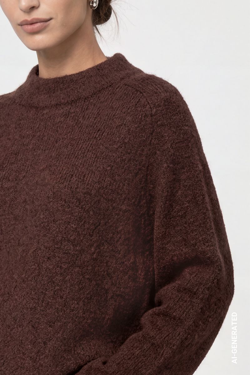Flauschiger Strickpullover mit Rollsaum