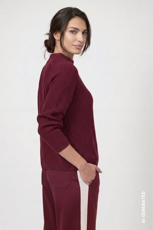 Strickpullover mit Stehkragen