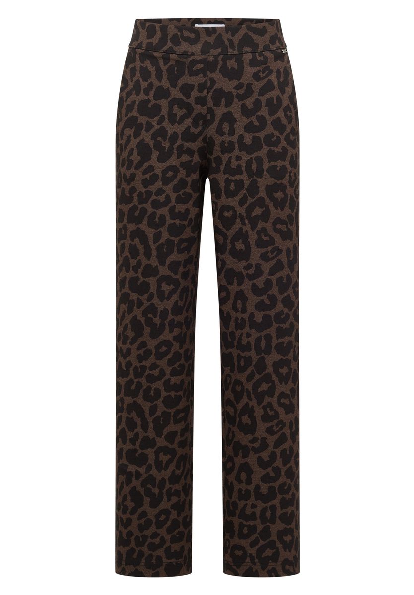 High Waist Straight Leg Hose mit Leo-Muster