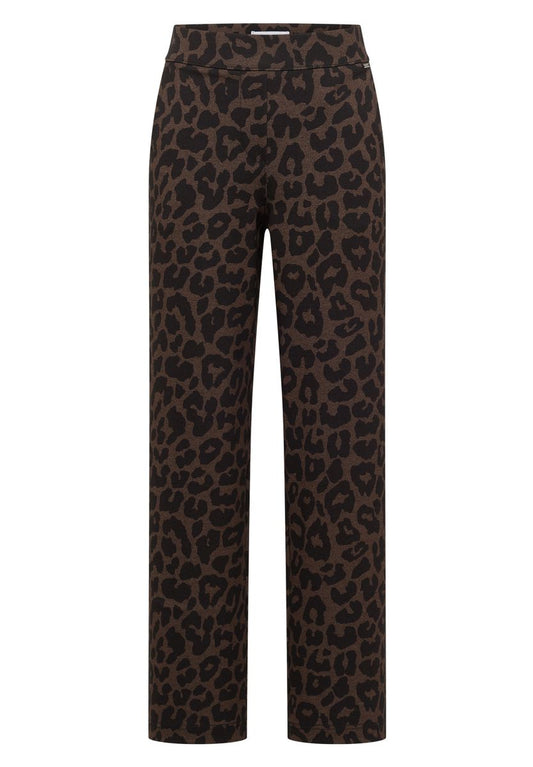High Waist Straight Leg Hose mit Leo-Muster