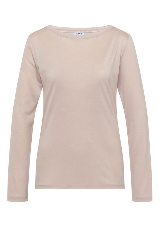 Langarm Shirt in Unifarbe mit Boat Neck