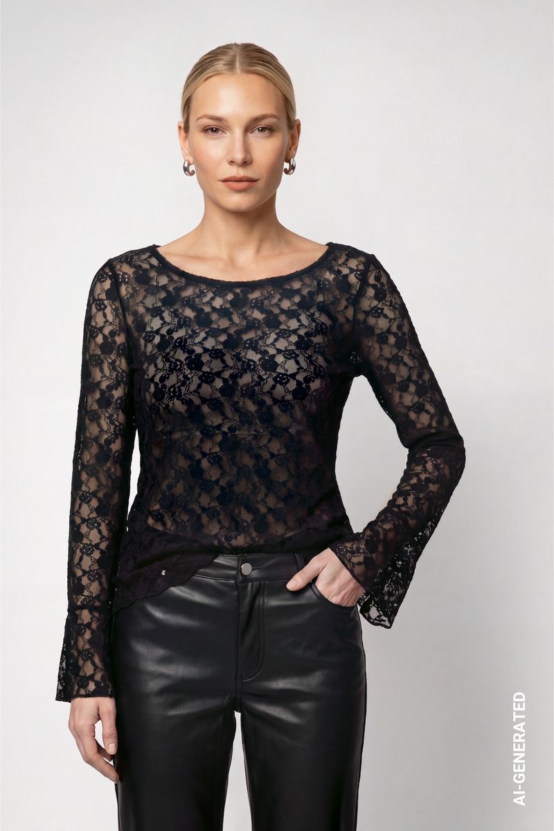 Langarmshirt aus Spitze