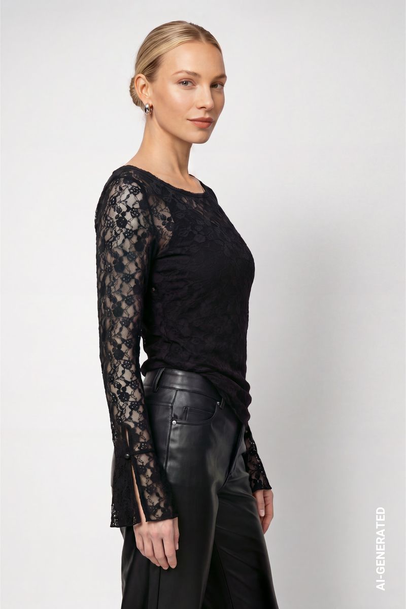 Langarmshirt aus Spitze