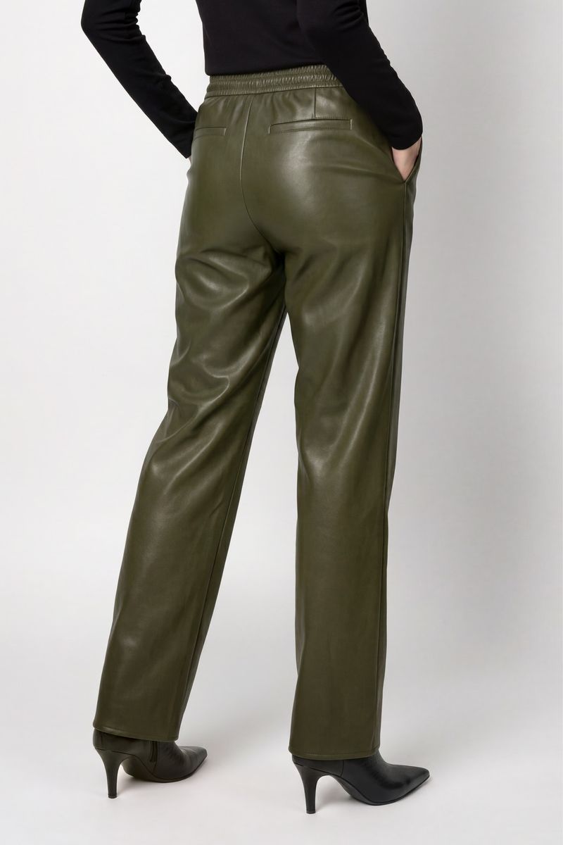 Wide Leg Hose mit Lederoptik