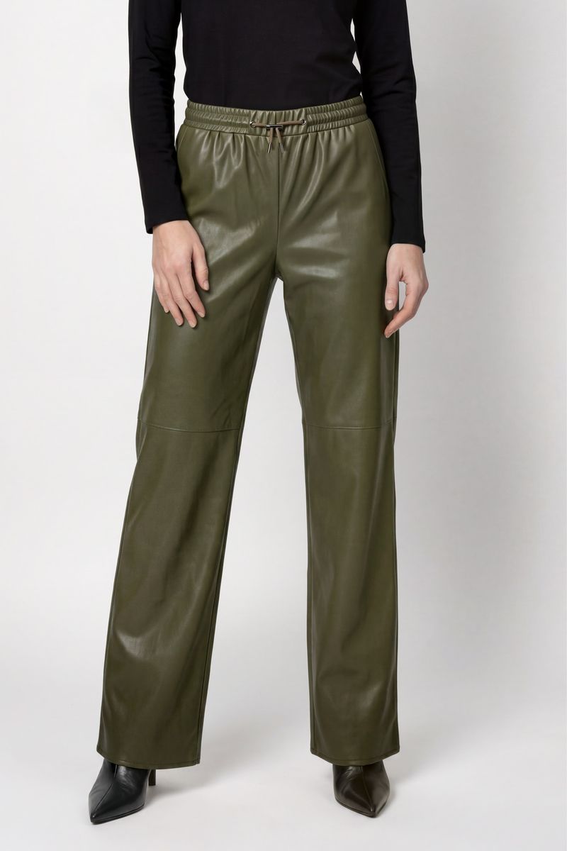 Wide Leg Hose mit Lederoptik