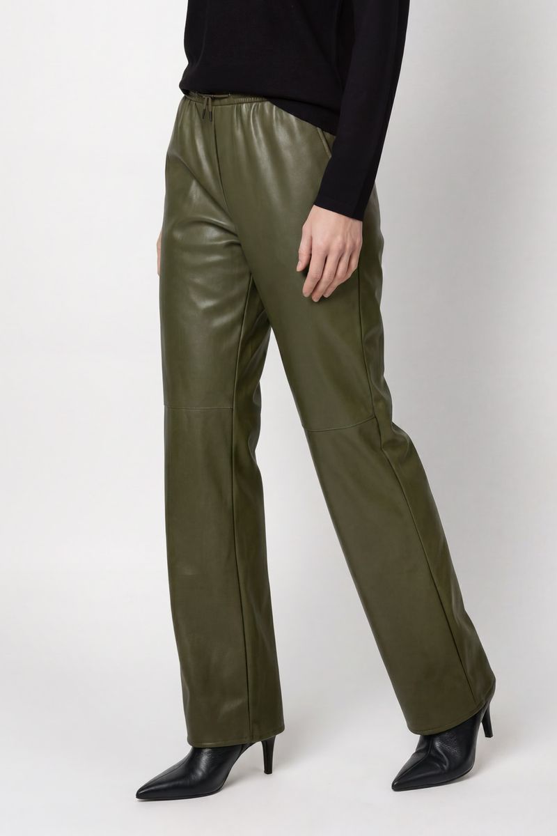 Wide Leg Hose mit Lederoptik