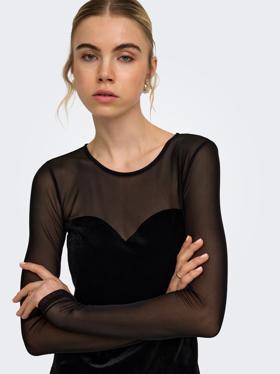 ONLSMOOTH L/S MESH MIX TOP BOX JRS