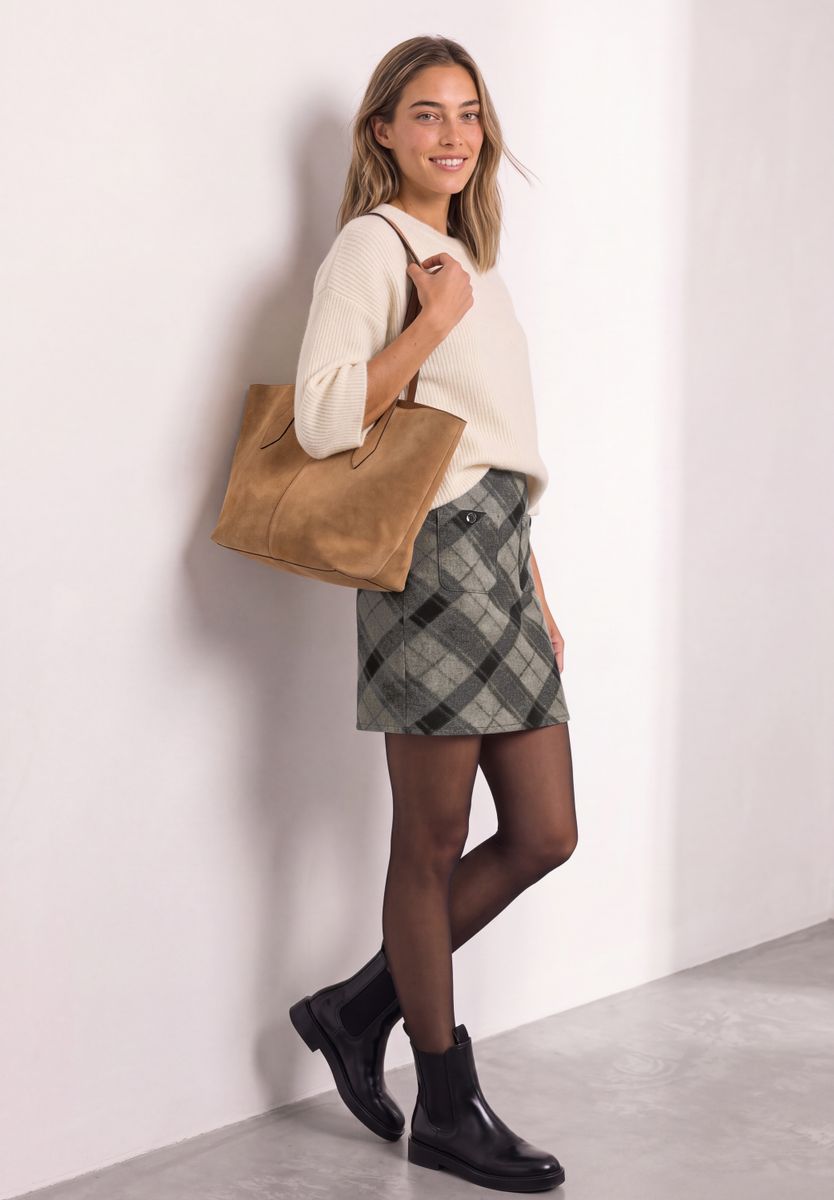 Knielanger Rock mit Patch-Pockets