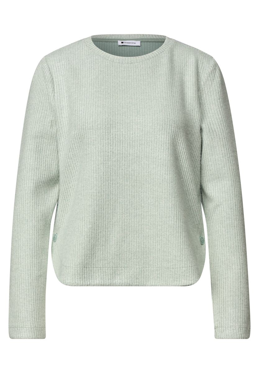 Langarm Shirt mit seitlichen Knopfdetails
