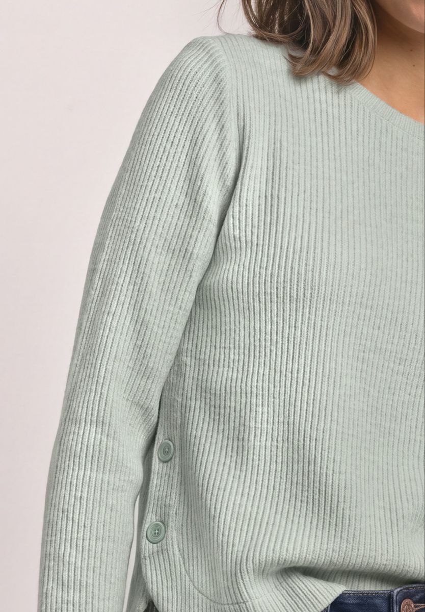 Langarm Shirt mit seitlichen Knopfdetails