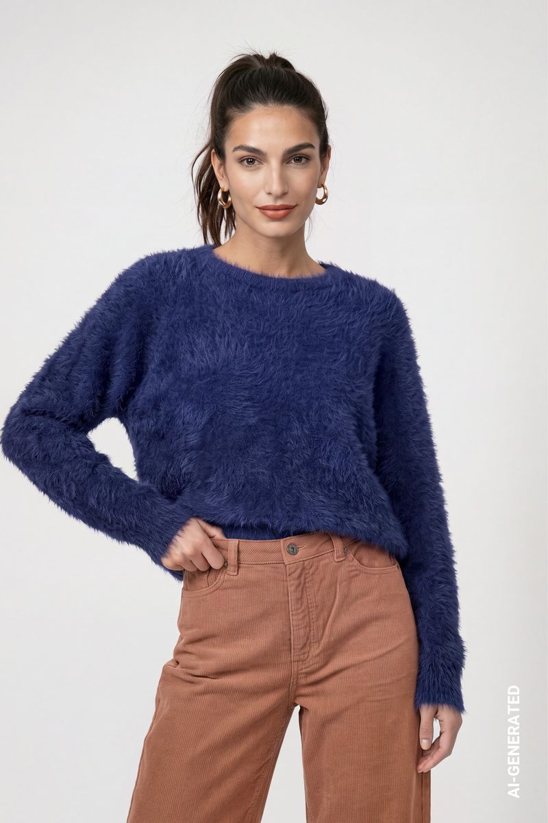 Strickpullover aus Plüschgarn