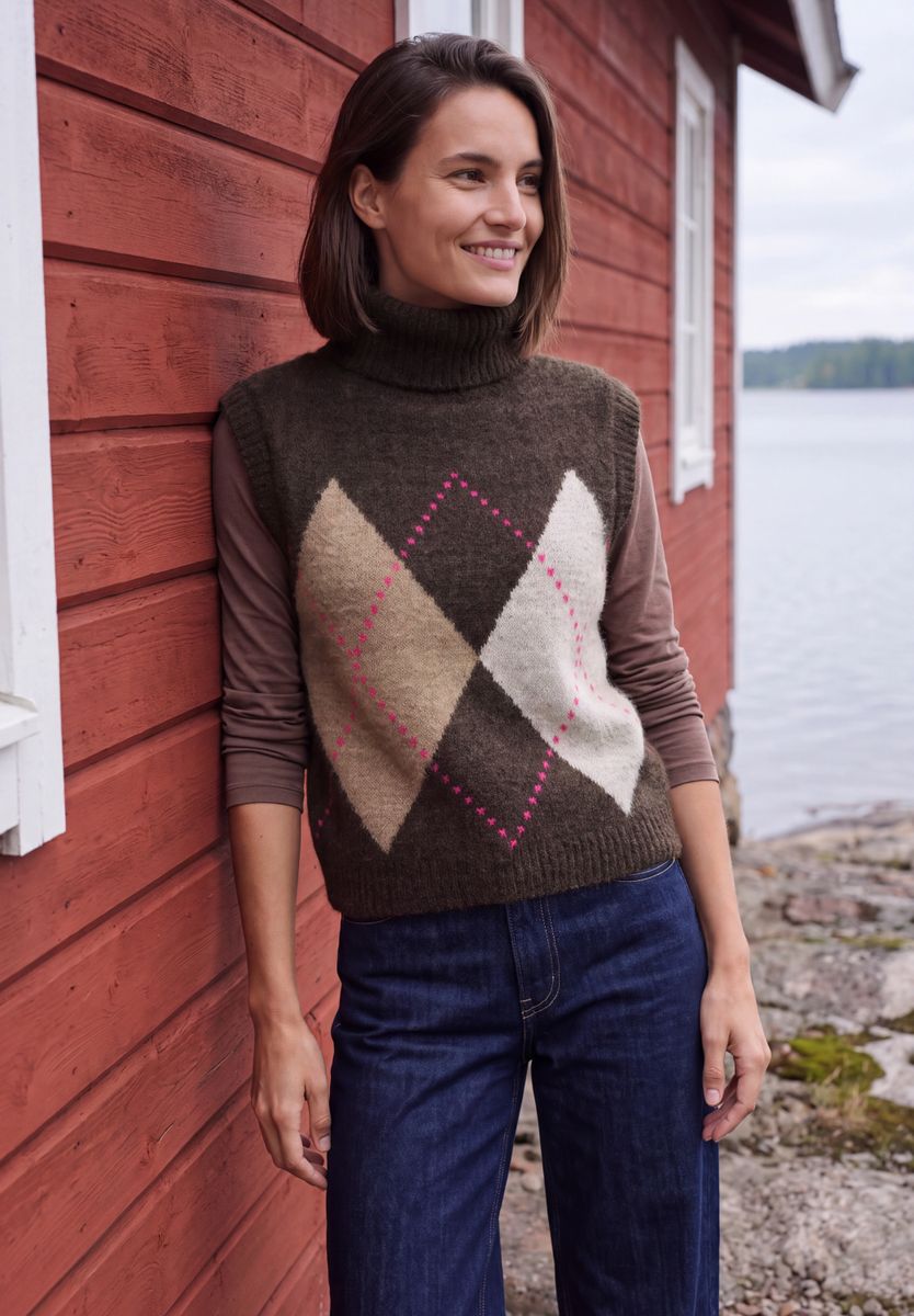 Pullunder mit Kragen und Argyle-Muster