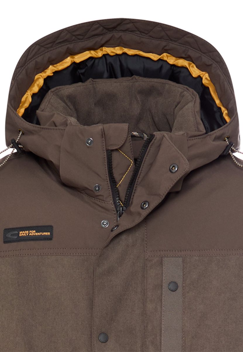 Cordjacke mit abnehmbarer Kapuze