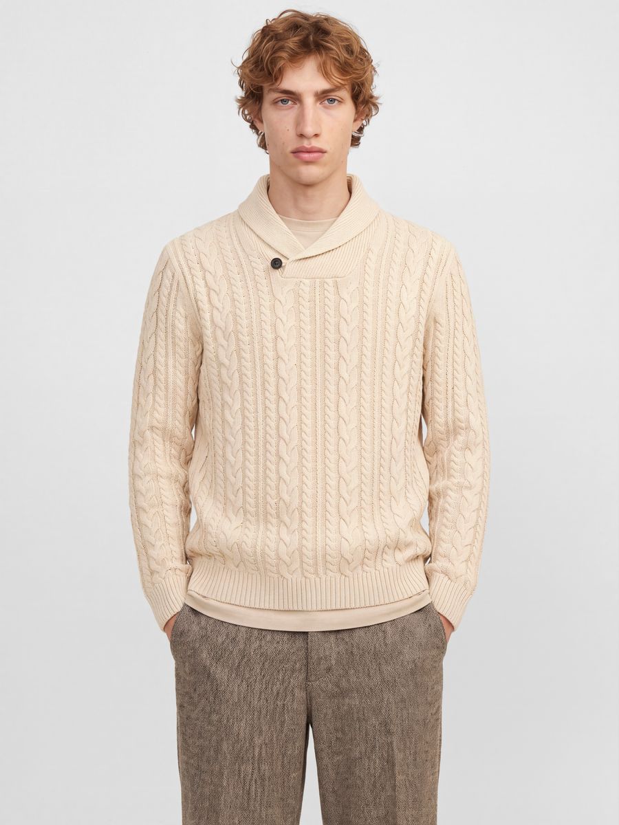 JPRBLUCALLUM CABLE KNIT SHAWL NECK