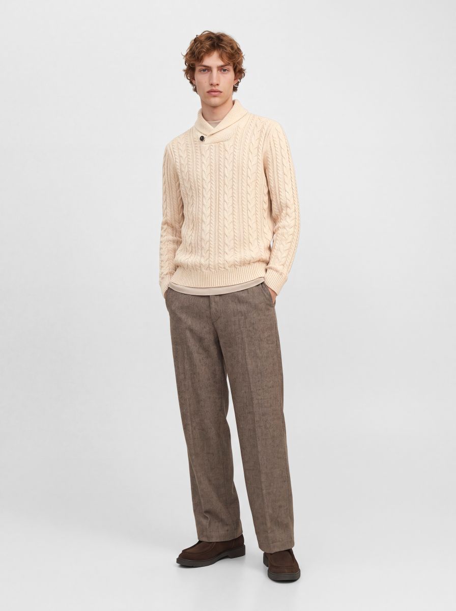JPRBLUCALLUM CABLE KNIT SHAWL NECK