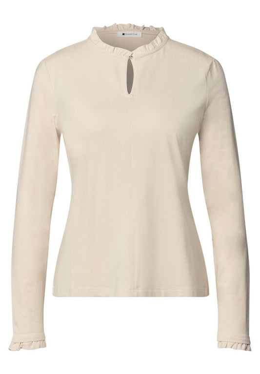 Basic Shirt mit Rüschen und Cut-Out-Detail