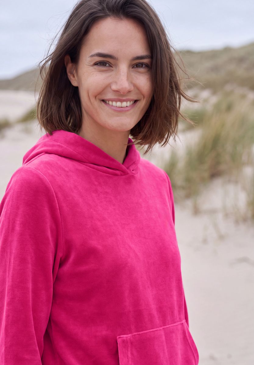 Langarm Shirt aus Cord mit Kapuze