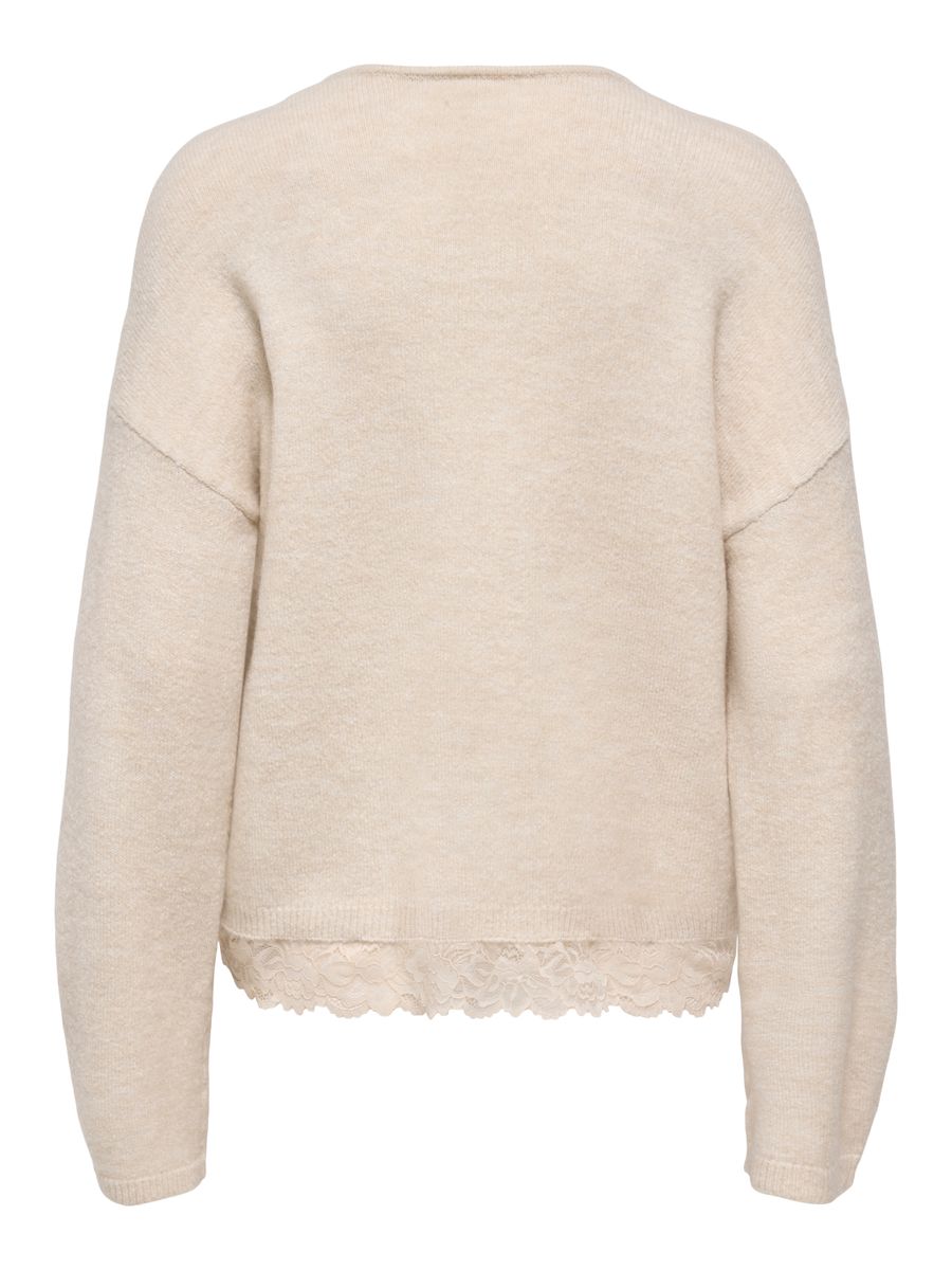 ONLCLOVER LS LACE V-NECK REVERSIBLE KNT