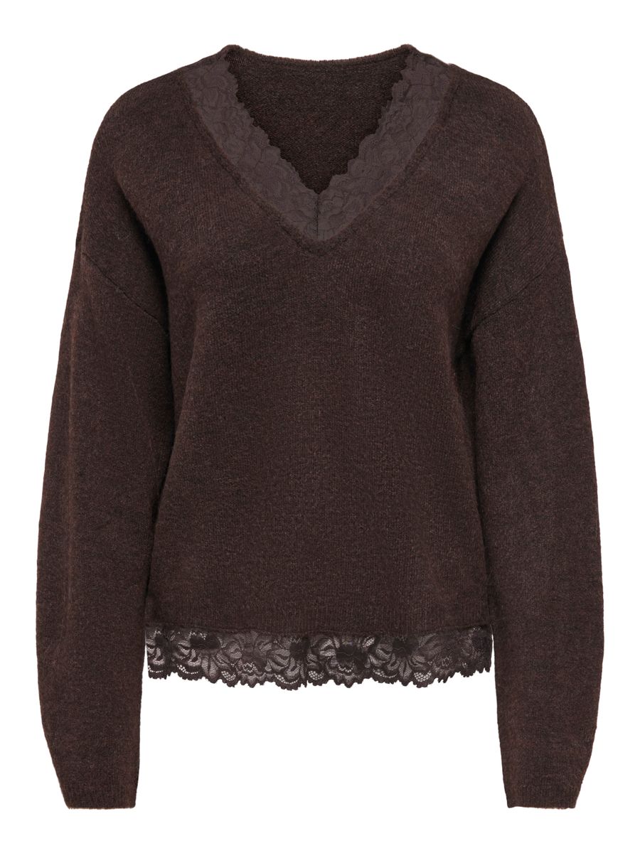 ONLCLOVER LS LACE V-NECK REVERSIBLE KNT