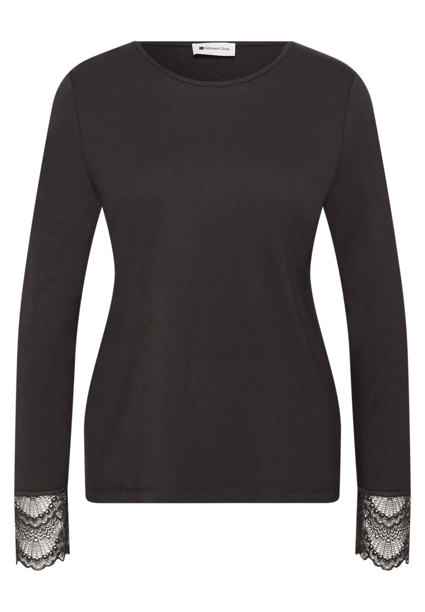 Langarm Shirt mit Rundhals und Spitze