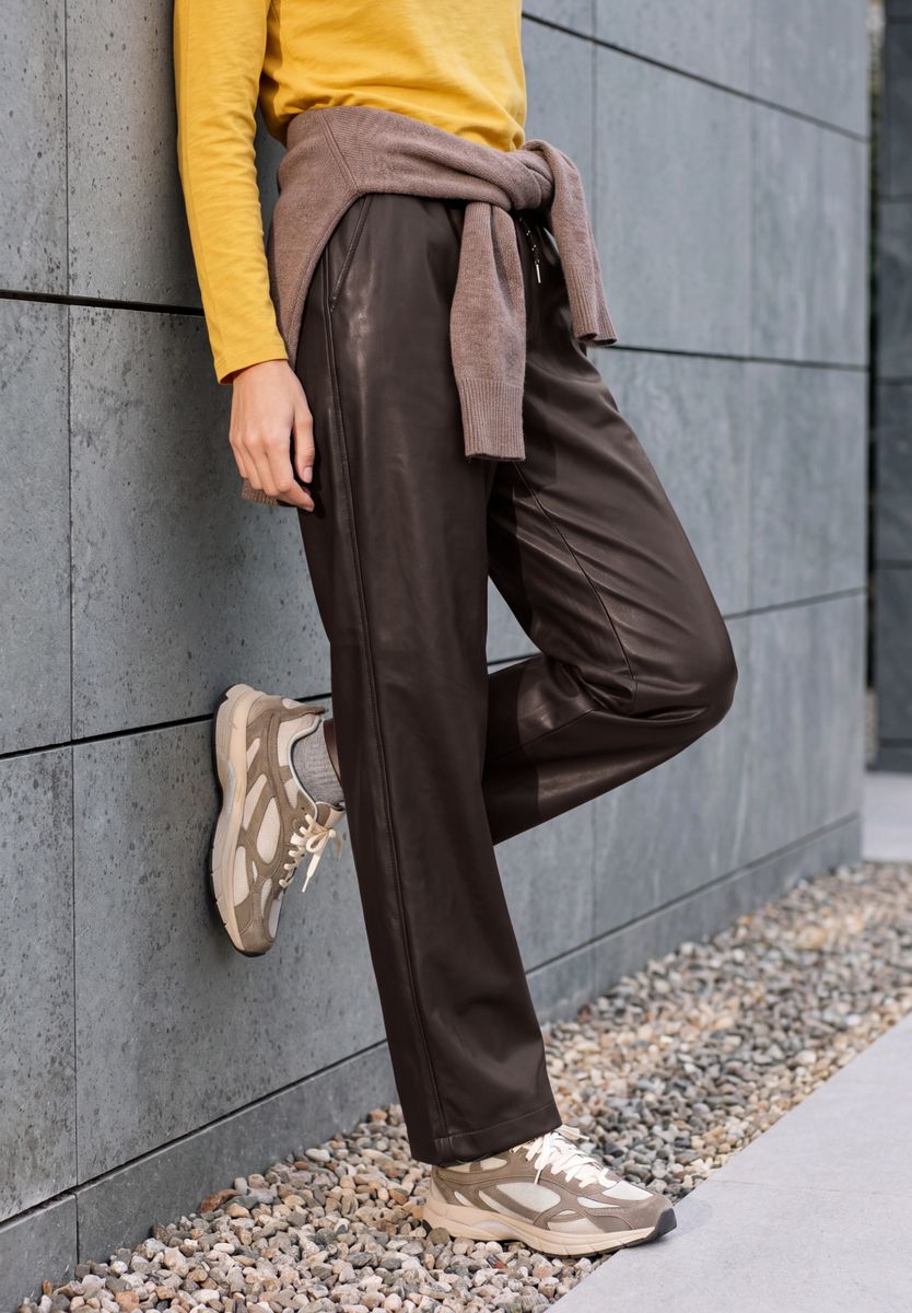 High Waist Wide Leg Hose in Lederoptik