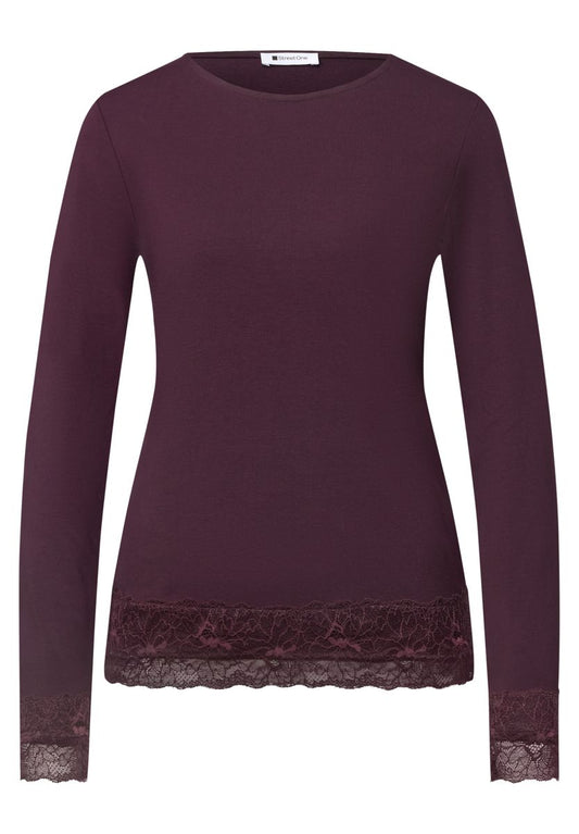 Langarm Shirt mit Boat Neck und Spitze