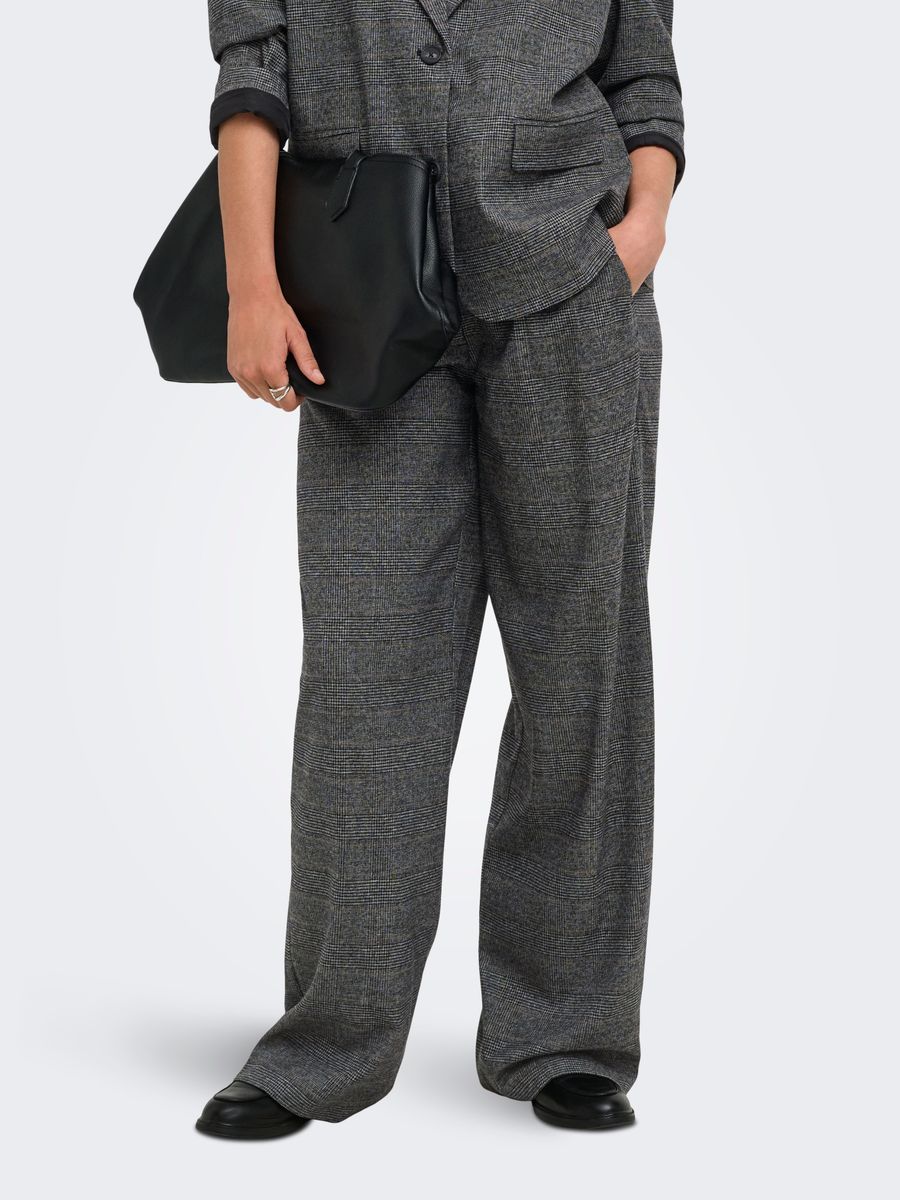 ONLSILJA HW PLEAT WIDE CHECK PANT TLR