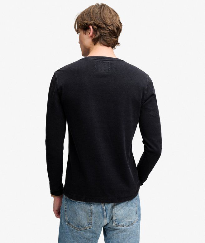 WAFFLE LONG SLEEVE HENLEY TOP