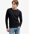 WAFFLE LONG SLEEVE HENLEY TOP