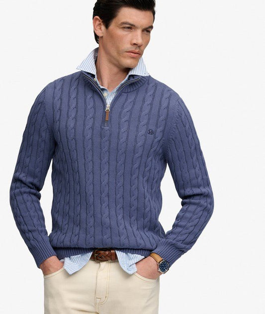 PREPPY COTTON CABLE HALF ZIP