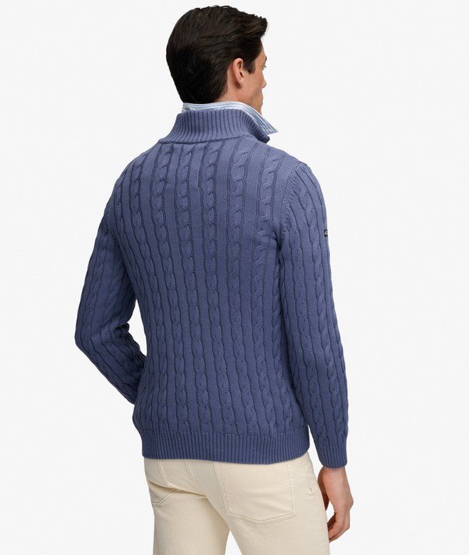 PREPPY COTTON CABLE HALF ZIP