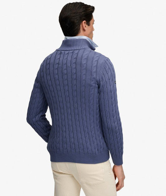 PREPPY COTTON CABLE HALF ZIP