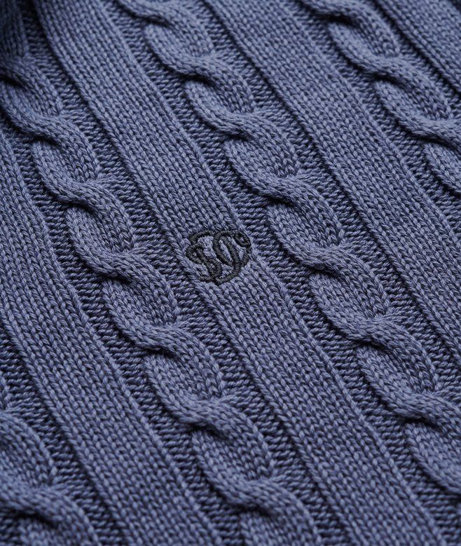 PREPPY COTTON CABLE HALF ZIP