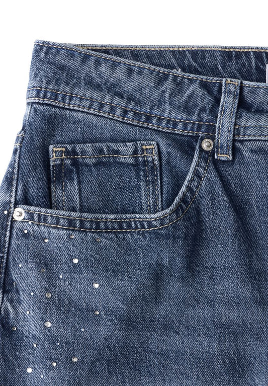 Glitzernde Wide Leg Jeans