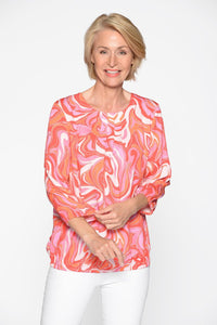 Rdh.-Bluse, 3/4 Arm, Druck