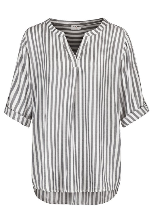 DOB Bluse, AOP, 3/4 arm, Stegkragen