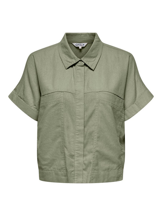 ONLCARO S/S LINEN BL BOXY SHIRT CC PNT