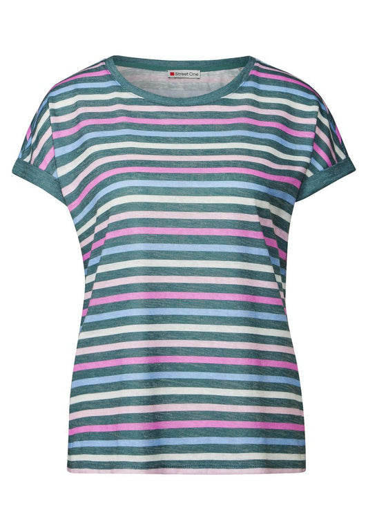 Leinen-Look Streifen-Shirt